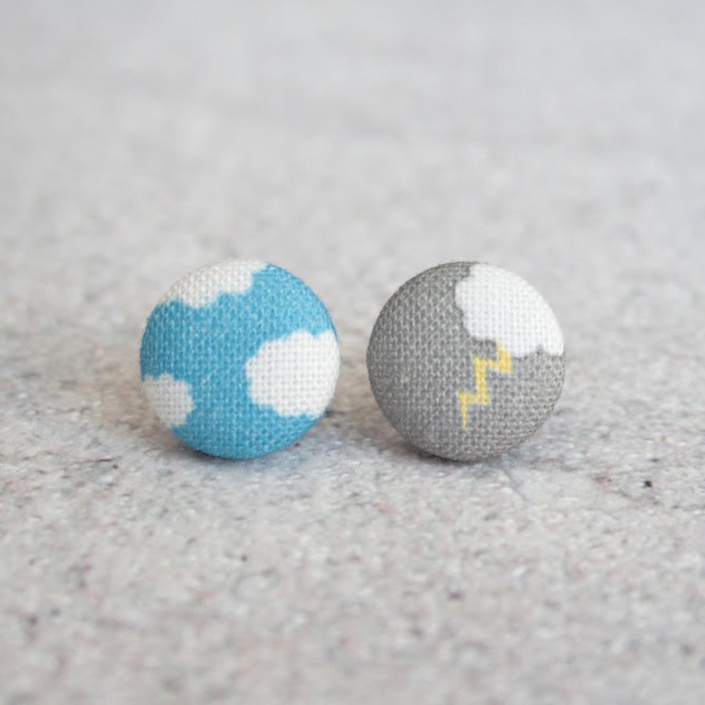 NWT Weather Fabric Button Earrings